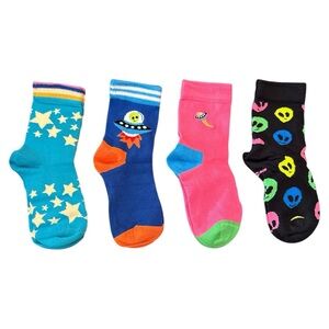 🚀👽🛸✨Kids crew socks gift set (4) pairs space stars aliens rocket 2 3 yr NEW NIB